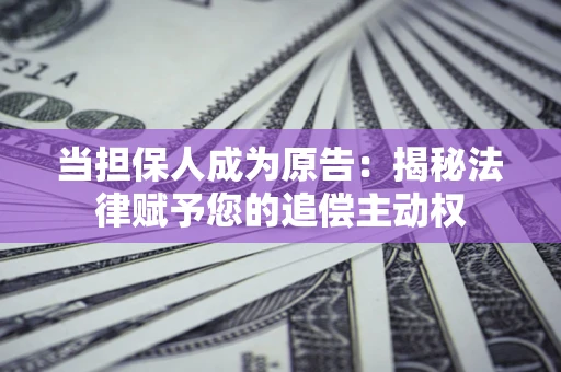 武汉当担保人成为原告:揭秘法律赋予您的追偿主动权 武汉当担保人成为原告:揭秘法律赋予您的追偿主动权